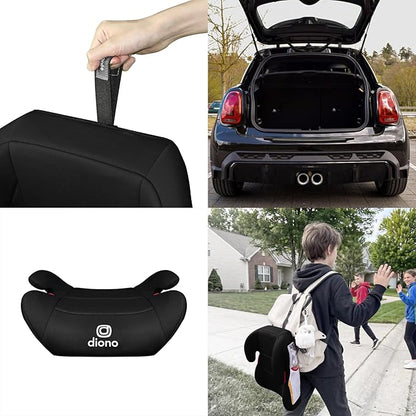 Diono Solana Lite Backless Booster Car Seat Pack of 2, Lightweight & Portable for Travel, Machine Washable Covers, 40-100 lbs, Black Storm