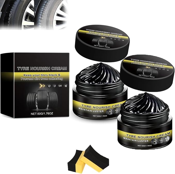 Tyre Nourish Cream for Tires,Tire Nourish Cream,Tire Wax Black,Restores Black Gloss,Shine,for Car Tires(2Pcs)