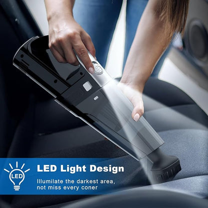 DRECELL Car Vacuum, Portable Vacuum Cleaner with Powerful 7000PA Suction, DC 12V Power 16.4Ft Cord Wired Vacuum Cleaner, LED Light, Car Accessories for Men/Women, Black
