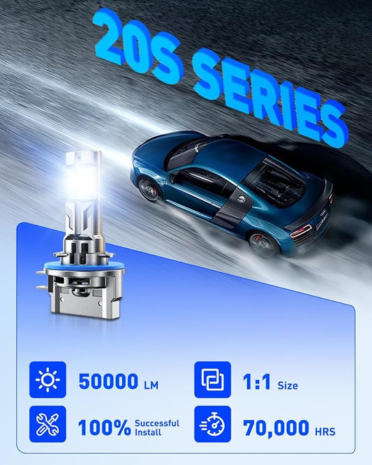 AUTOONE Latest H11B LED Bulb, Plug and Play No Flickering, 50,000LM Brightness, 6500K White, Easy 3 Min Install, IP68 Rated, Long Lifespan, Pack of 2
