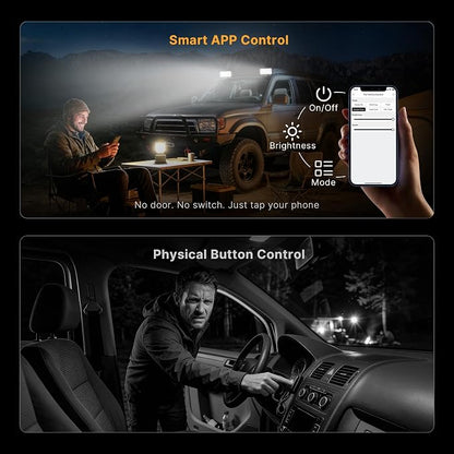 LED Pod Lights 36W Flood Beam, Smart App Controlled Off Road Driving Lights Supports CarPlay/Android Auto, IP67 Waterproof 6000K White Lamps for Trucks, ATV, UTV, SUV, Boat (2 Pack)