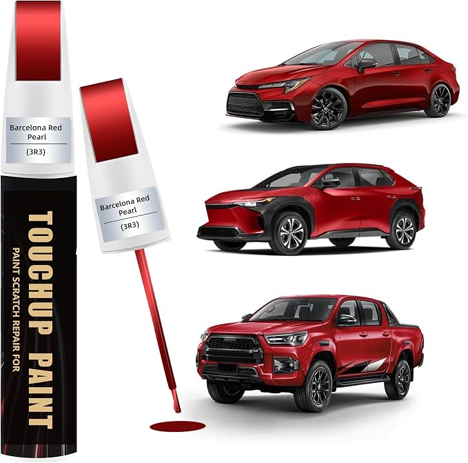 Barcelona Red Pearl(3R3) Car Paint Touch Up Pen Compatible with Toyota, 2-In-1 Color Accurate Touch Up Car Scratch Repair Paint Match Toyota Series Automotive Scratch Remover for Nicks & Chips Repair