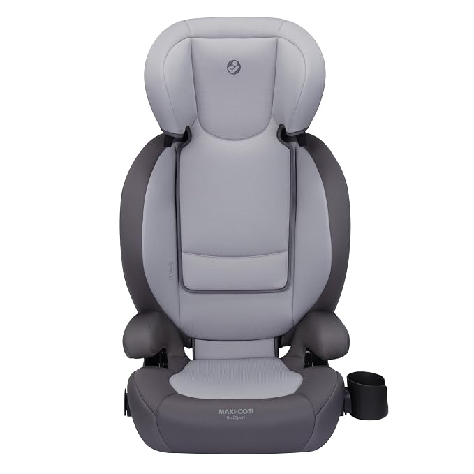 Maxi-Cosi RodiSport Kids Booster Car Seat, High-Back, Backless Booster Seat, 7-Position Headrest, Easy Latch System, Reclining Chair, Belt Guide, Fits 40-100 lbs, 43.4-57 in, Sea Salt
