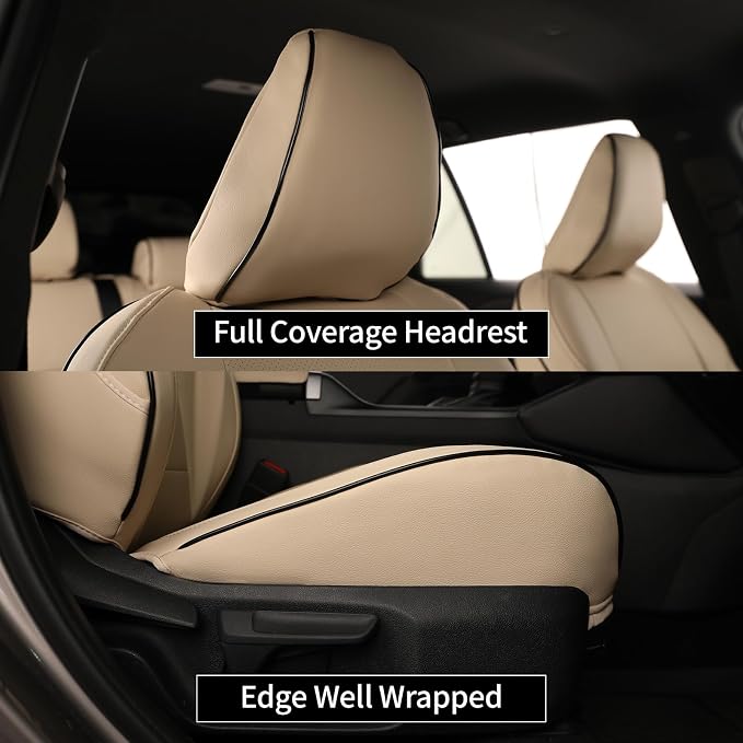 EKR Rav4 Seat Covers Custom Fit for Toyota Rav4 (Hybrid) Woodland/Limited 2026, Leather Car Seat Cover Full Set for SUV,Faux Leather(Beige)