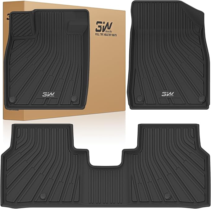 3W Floor Mats Fit for Volkswagen ID.4 2021-2025 2026, All Weather Custom Fit Floor Liner 1st & 2nd Row Full Set for Volkswagen ID4 Accessories, Black
