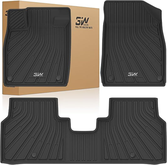 3W Floor Mats Fit for Volkswagen ID.4 2021-2025 2026, All Weather Custom Fit Floor Liner 1st & 2nd Row Full Set for Volkswagen ID4 Accessories, Black