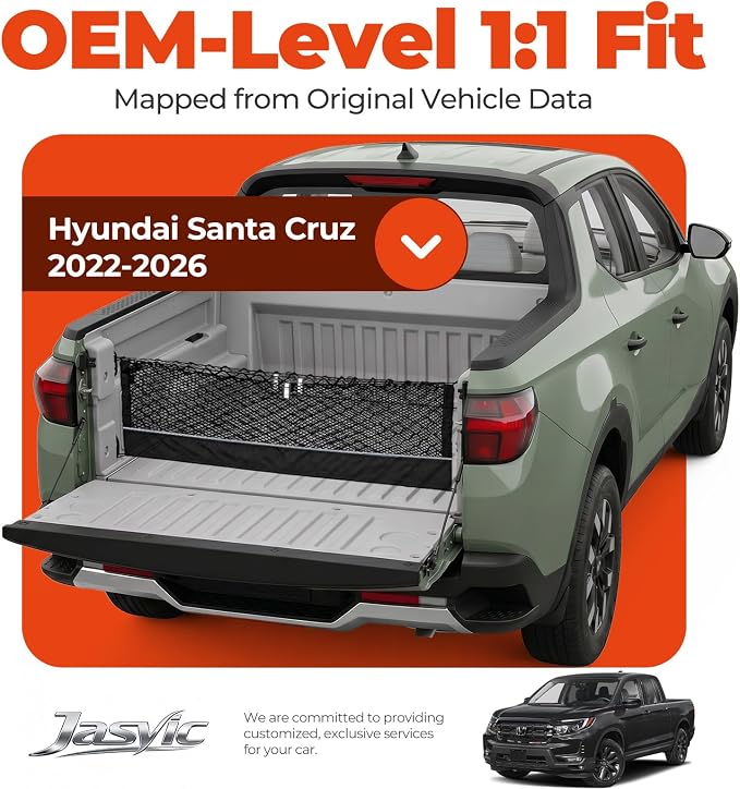 3-Layer Cargo Net for Hyundai Santa Cruz 2022-2026, Zoned Storage Truck Bed Net with Foldable Zippered Bottom Bag, Heavy-Duty Cargo Organizer Netting for Camping, Trips & Everyday Use