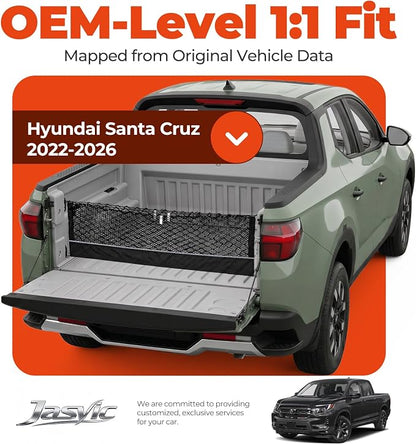3-Layer Cargo Net for Hyundai Santa Cruz 2022-2026, Zoned Storage Truck Bed Net with Foldable Zippered Bottom Bag, Heavy-Duty Cargo Organizer Netting for Camping, Trips & Everyday Use