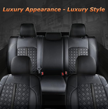 Carlimeki Leather Seat Covers Custom Fit for Tacoma Gen 3rd (2016-2023) Double & Crew Cab, for SR, SR5, Limited, TRD Pro, TRD Sport, TRD Off-Road, Trail Special Edition - Fully Covered
