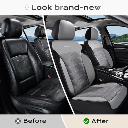 Coverado Air Mesh Seat Cover, Car Seat Cover Front Seats, 3D Breathable Seat Protectors Sports Carbon Fiber Design Airbag Compatible Comfort Universal for Most Cars, Van,Trucks, SUV, Grey