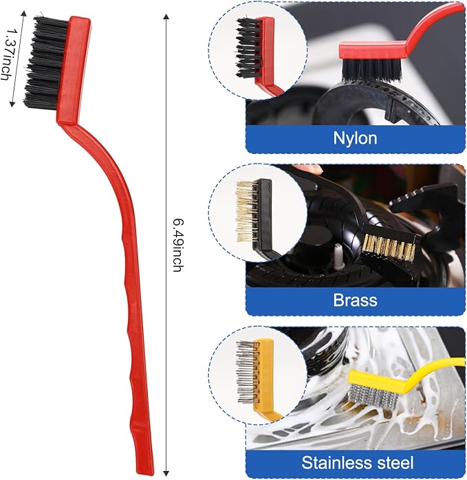 Auto Car Detailing Brush Set Car Interior Cleaning Kit Includes 3 Boar Hair Detail Brush,3 Wire Brush, 3 Air Vent Brush for Cleaning Car Interior Exterior, Dashboard Engines Leather Wheel