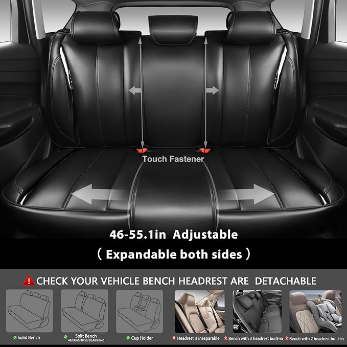 CAR PASS Ultra+ Nappa Patent Leather Car Seat Covers Full Set Universal Cushioned,Soft Breathable Waterproof Anti-Slip Driver Seats Backrest for SUV Pick-up Truck Sedan,5 Seats Aether Lustre All Black