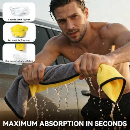 1 Pack Exterior Car Care Microfiber Cloths,Microfiber Drying Towels for Scratch-Free Car Wash, Quick Detail, Glass Cleaning, Extra Thick