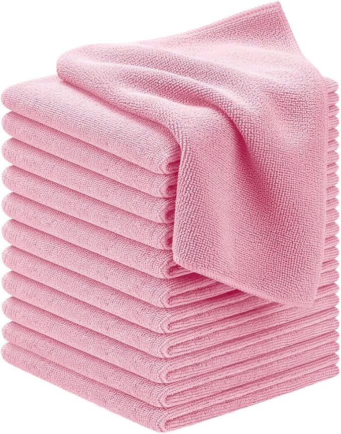 Avalon Towels Microfiber Cleaning Cloths (Value Pack of 12) - Size 12 x 12 Inches, Highly Absorbent Cleaning Rags, Lint Free, Reusable and Washable, Microfiber Towels for Cars