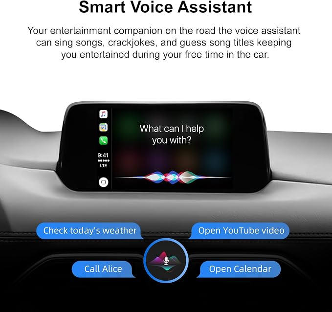 CarPlay & Android Auto Decoder Adapter Retrofit Kit Compatible with Mazda (2014-2021 Year) 2/3/6/CX-3/ CX-5/ CX-9/ MX-5, Supports USB Wired CarPlay&Android Auto/Voice Control/Navigation etc