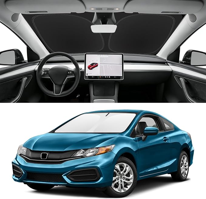 Custom Fit Windshield Sun Shade for Honda Civic 2012-2015, Blocks UV & Heat, Front Window Sunshade Accessories, Easy Fold & Store Keep Your Car Cooler