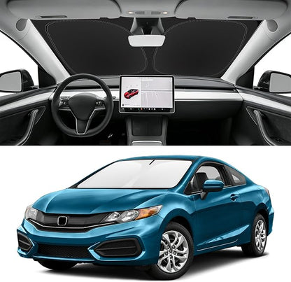 Custom Fit Windshield Sun Shade for Honda Civic 2012-2015, Blocks UV & Heat, Front Window Sunshade Accessories, Easy Fold & Store Keep Your Car Cooler