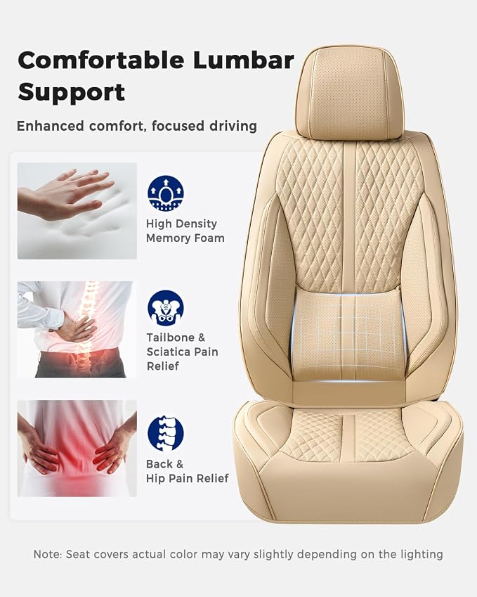 Huidasource Gray Seat Covers, Luxury Nappa Leather Car Seat Cover with Velcro Adjustable, Airbag, Lumbar Support, Cooling ＆ Heating, Seat Covers for Universal Fit for Most Cars SUV Trucks, Gray