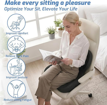 Memory Foam Seat Cushion,Orthopedic Ergonomic Seat Cushions for Tailbone,Sciatica, and Back Pressure Relief,L-Shaped Design & Adjustable Strap,Lumbar Support Pillow for Office,Car,Desk Chair