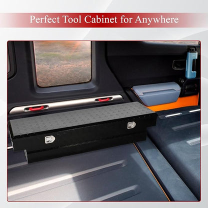 70''Inch Aluminum Truck Tool Box Truck Bed Toolbox Truck Trailer Chest Box Trailer Underbody Storage Organizer Waterproof Square Storage Organizer w/Lock & Keys Black(‎69.88" Lx20 Wx14.75 H)