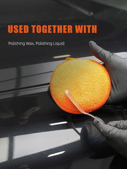 SPTA Microfiber Applicator Pads, 9Pcs 5 inch Car Wax Applicator Hand Polishing Microfiber Foam Pads Set with Grip of Elastic Band, Microfiber Buffing Cleaning Pads for Car Polish Applying Wax