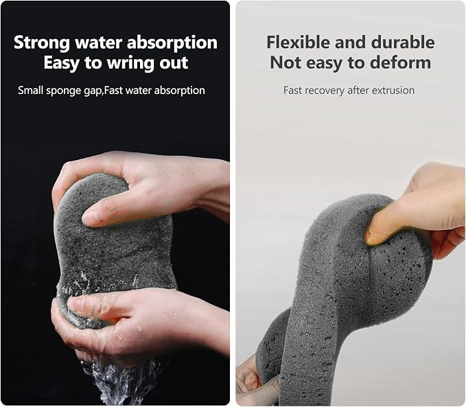 jeseny 5 PCS Car Wash Sponge, High Density Waxing Wiping Car Sponge, Thick Foam Scrubber Kit, Absorbent Eco Friendly Sponges, for Dishes, Tile, Bike, Boat, Kitchen, Household Cleaning (Black)