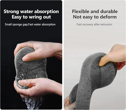 jeseny 5 PCS Car Wash Sponge, High Density Waxing Wiping Car Sponge, Thick Foam Scrubber Kit, Absorbent Eco Friendly Sponges, for Dishes, Tile, Bike, Boat, Kitchen, Household Cleaning (Black)