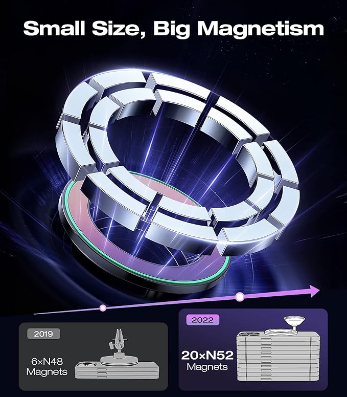 VICSEED Fit for MagSafe Car Mount [Colorful Gradient] Magnetic Phone Holder for Car Dashboard [Lasting & Never Fall] All Metal Sturdy Phone Mount for Car Dash Fit iPhone 16 Pro Max 15 14 13 12 Samsung