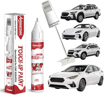 K1X Crystal White Pearl Tricoat Car Touch Up Paint for Subaru, Color Accurate Two-In-One Car Paint Scratch Repair Pen, Professional Scratch Remover for Vehicles Chips and Nicks Scuff