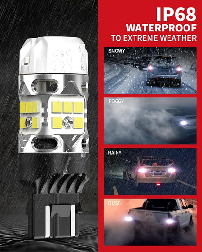 LASFIT T3 7443 7440 LED Bulb Reverse light with Built In Resistor Canbus Ready 7441 7444 W21W LED White Bulb for Backup Parking Daytime Running Light Side Marker Turn Signal(2pcs)