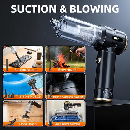 Handheld Vacuum Cleaner Cordless, 23000Pa Powerful Car Mini Vacuum Cleaner, Rechargeable Portable Lightweight dust Catcher for Home Car Carpet Stairs Pet Hair Deep Cleaning（Black-Gold）.