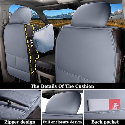Coverado Gray Front Seat Covers for Dodge Ram, Waterproof Car Seat Covers for Truck Compatible with 2002-2026 Ram 1500 2500 3500 Crew Double Mega Quad Cab