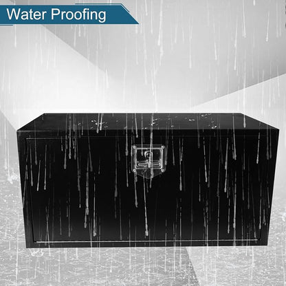 36"X18"X18" Underbody Steel Truck Box Black Heavy Duty Steel Trailer ToolBox Pick Up Truck Tool Box Storage Organizer w/Lock & Keys