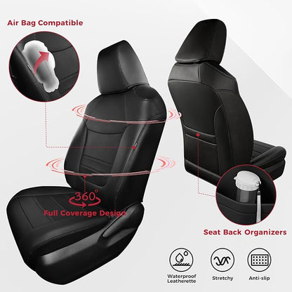 FREESOO RAV4 Seat Covers Full Set Custom Fit for Toyota Rav4(Only Hybrid) 2019 2020 2021 2022 2023 2024 2025 LE/XLE/XLE Premium/Limited, Faux Leather Car Seat Cover, Airbag Compatible, Black