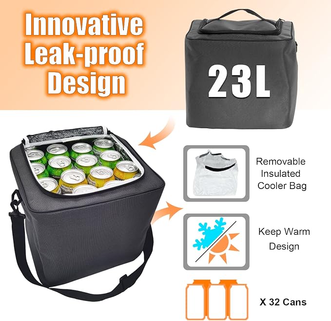 Large Trunk Organizer with Portable Leakproof Cooler Bag,Foldable Cover,Adjustable Securing Straps,Collapsible Trunk Organizer for Suv Car Truck Sedan (4-in-1 with Cooler)