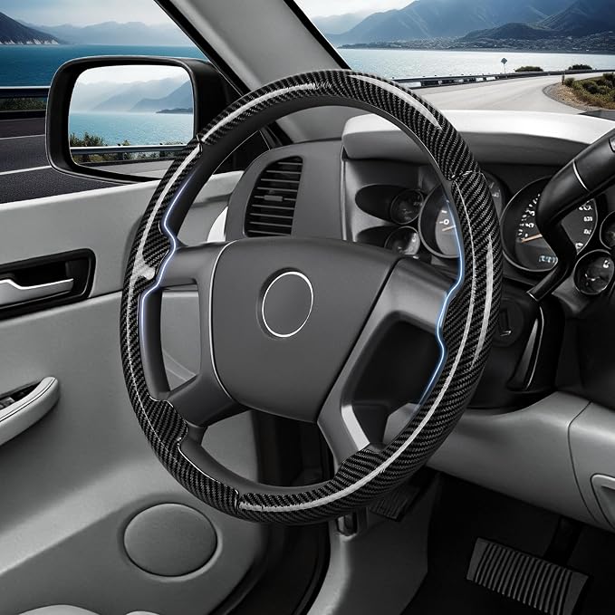 Steering Wheel Cover for Chevy Silverado 1500 GMC Sierra 1500 2007-2013/2500 3500 Chevrolet Tahoe Suburban Yukon (Yukon XL) 2007-2014/ Traverse 2009-2017/ GMC Sierra 2500HD 3500HD 2008-2014