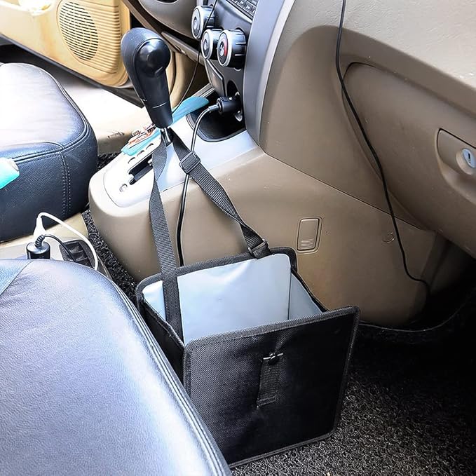 Fekey&JF Foldable Car Trash Can, Hanging Waterproof Leakproof Trash Can Storage Bag for Car with Large Capacity, Car Interior Accessories (Small)