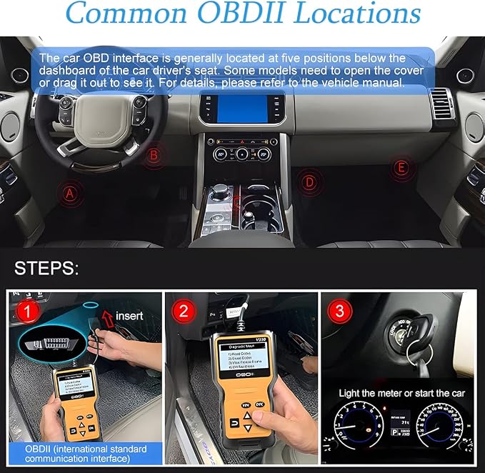 AUCELI OBD2 Scanner Code Reader for Car Check Engine, CAN Diagnostic Tool, Read and Erase Fault Codes, Probe for Emission Monitor Status, Universal for All OBD II Protocol After 1996(Yellow)