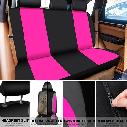 ROCEEI 43 Pcs Car Seat Cover Full Set for Women Christmas Fuzzy Car Accessories Fluffy Steering Wheel Cover Front Rear & Belt Handbrake Shift Accessory for Winter (Rose Red)