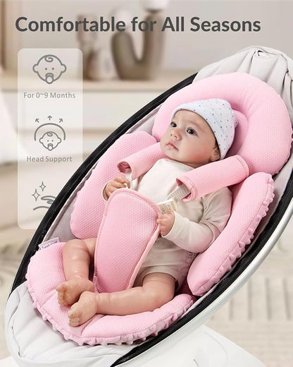 Generic Infant Insert Compatible with Mamaroo Swing & Graco Swing and Infant Car Seat, Newborn Insert Baby Head Body Support, Reversible Design, Breathable Soft Fabric, 1Pcs - Dots, Pink