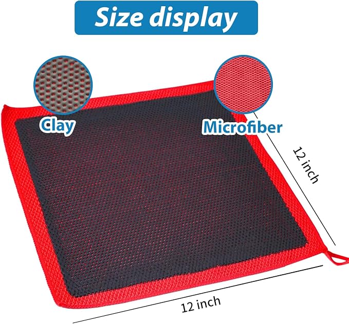 2pcs Clay Towels (12 * 12 in), Fine Grade Microfiber Towels for Car Detailing, DIY Detail Clay Bar Alternative