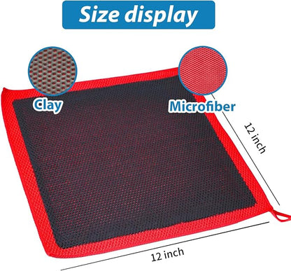 2pcs Clay Towels (12 * 12 in), Fine Grade Microfiber Towels for Car Detailing, DIY Detail Clay Bar Alternative