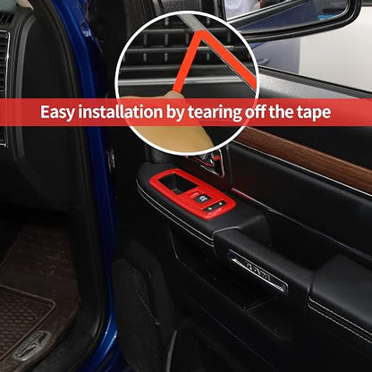 Red Window Lift Switch Cover Interior Button Trim Kit for Dodge RAM 2010-2017/Dodge Charger Durango 2011-2021