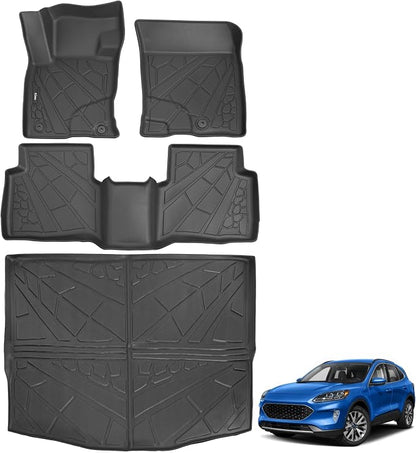 KARPAL Floor Mats for 2020-2025 2026 Ford Escape (NOT Fit Hybrid), Custom Fit TPE All Weather Ford Escape Accessories 1st & 2nd Row Floor Liner & Cargo Liner