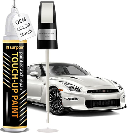 Pearl White Tricoat QAB Touch up Paint for Nissan OEM Color Match Car Scratch Repair Kit for Nicks & Chips Scratches Quick & Easy Paint Fix 2-In-1 Car Scratch Remover Pen