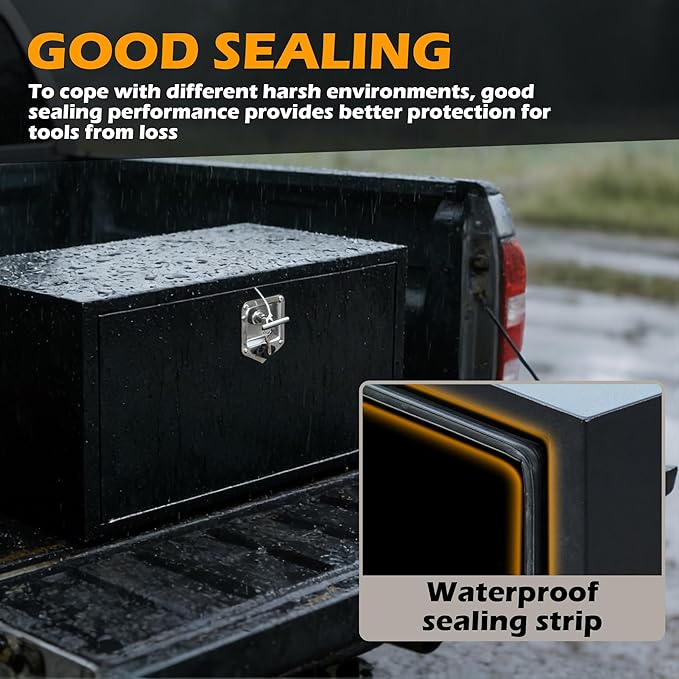 36" Underbody Truck Tool Box, Heavy Duty Steel Underbody Toolbox with T-Handle Lock & Weatherproof Seal, Lockable Truck Trailer Tool Box for Pickup, Flatbed, RV, Van, Utility Tractor - 36 x 18 x 18