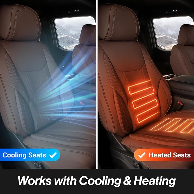 Coverland Custom Truck Car Seat Covers Full Set for [2016-2025 Titan Crew Cab] - Protector Car Seat Cover Water Resistant Leather Memory Form Back Support Seat Cushion [Full Set-Dark Brown]