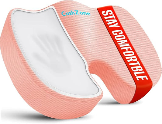 CushZone Seat Cushion, Office Chair Cushions, Car Seat Cushion, Non-Slip Sciatica & Back Coccyx Tailbone Pain Relief Chair Pad, Memory Foam (Pink)
