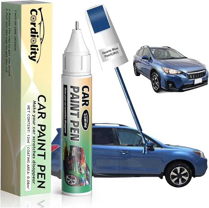J8U Quartz Blue Pearl Touch Up Paint for Subaru, Color Accurate Car Paint Scratch Repair Pen, Quick & Easy Fix Automotive Chips and Nicks
