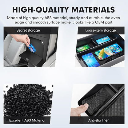Autorder 3PCS Center Console Organizer for Honda Pilot 2023 2024 2025 2026 Accessories - Armrest Organizer Tray/Dashboard Storage Box/Hidden Storage Box - ABS Material